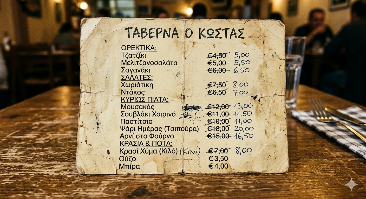Παλιός Χάρτινος Τιμοκατάλογος — χάρτινο μενού