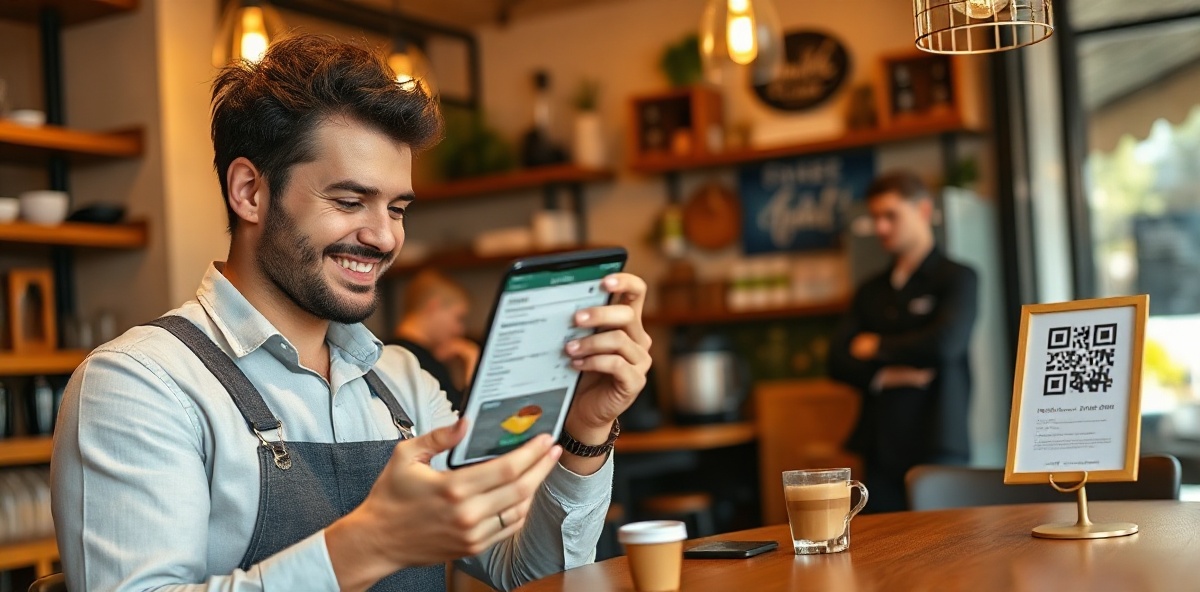Ιδιοκτήτης καφέ με ψηφιακό QR μενού — Waitex