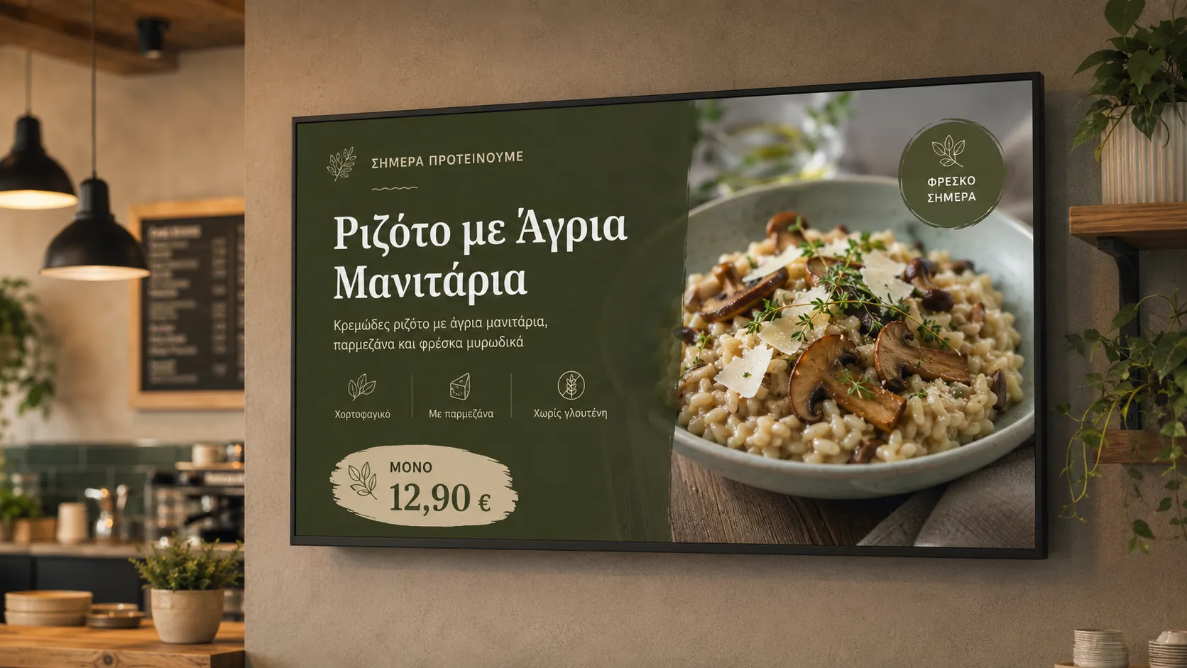 TV Slider — προβολή ψηφιακού μενού σε οθόνη — Waitex