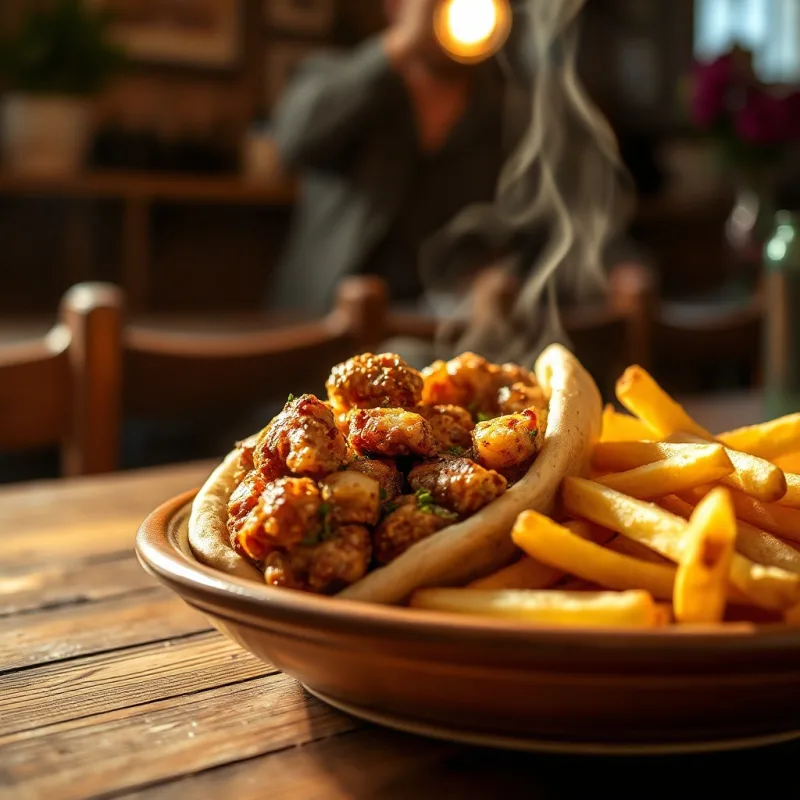 Mały gyros z kurczaka z frytkami